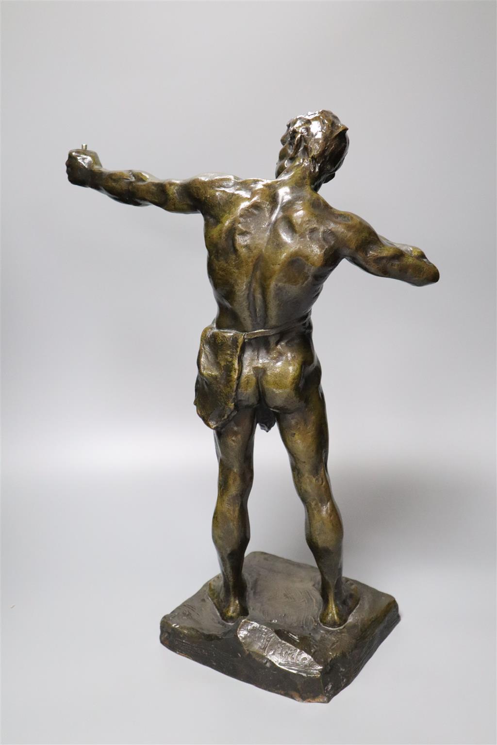 H. Muller. A bronze model of a male archer, 45cm high